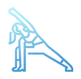 A blue pixelated image of a person doing a yoga pose.