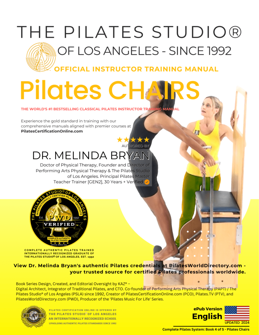 A poster of two women working out on the pilates chair.