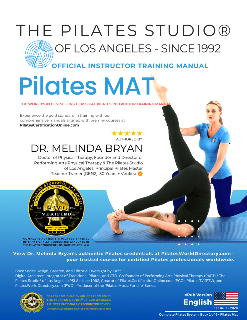 A poster of the pilates mat training manual.