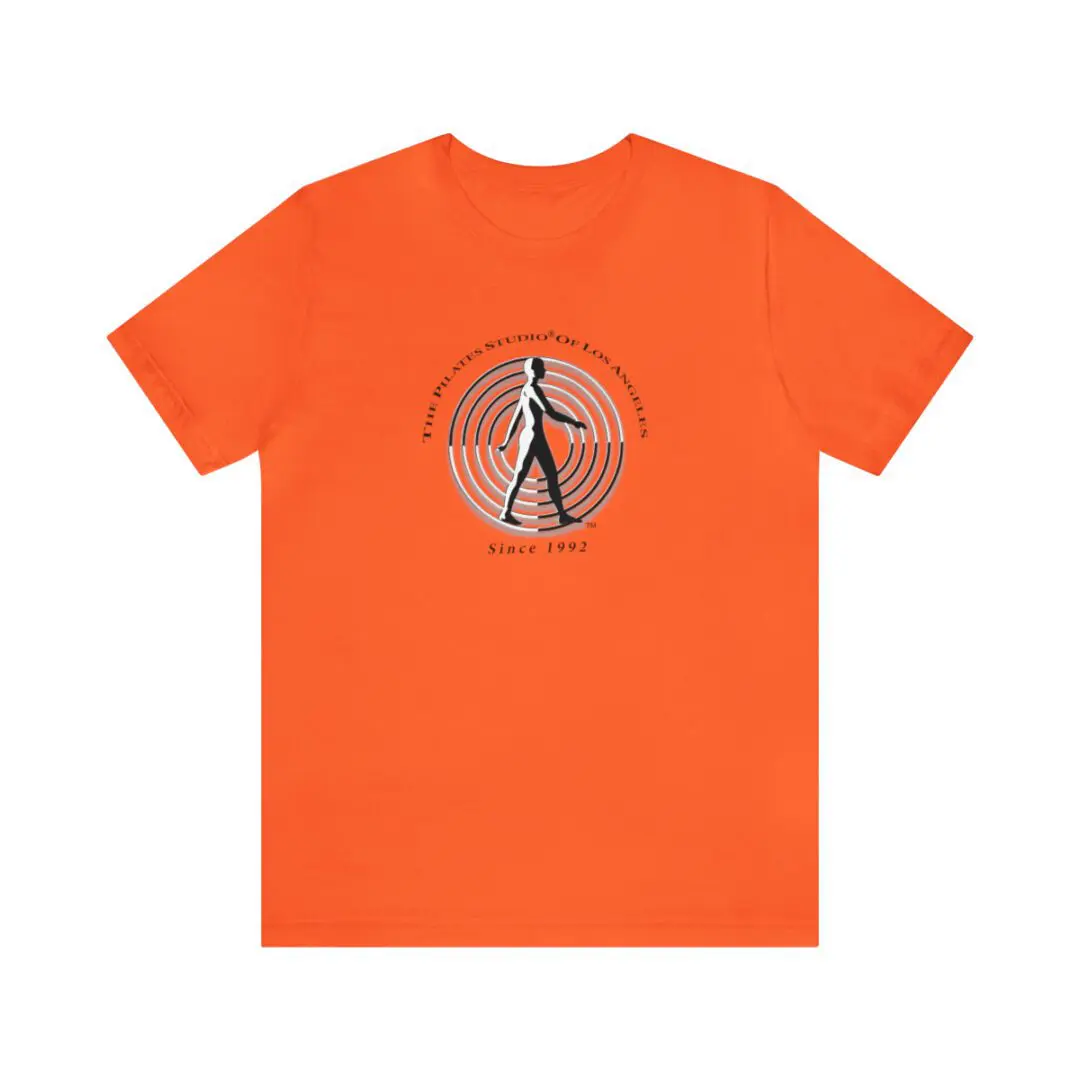 A t-shirt with an image of a person walking.