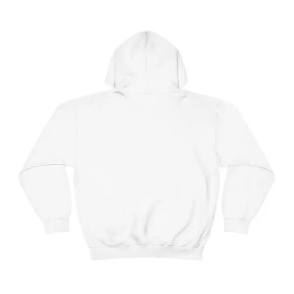 A white hoodie with a picture of a person in the middle.