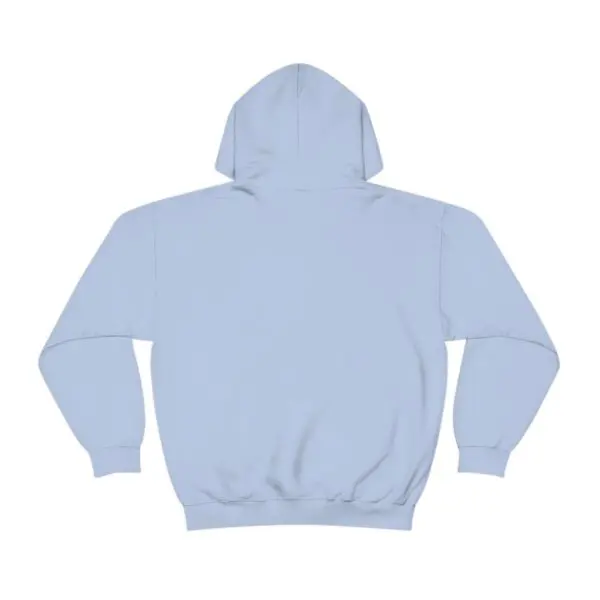 A light blue hoodie with the words " stay in place ".