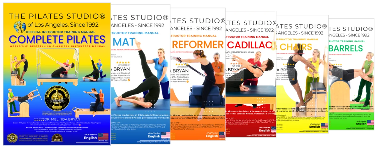 Six books representing the complete Pilates certification repertoire